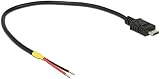 Delock Kabel USB 2.0 Micro-B Stecker > 2 x offene Kabelenden Strom 20 cm Raspberry Pi