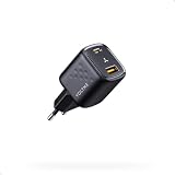 VOLTME USB-C Ladegerät 30W, PD3.0 Dual Port Ladestecker Schnellladegerät, USB C Netzteil QC3.0 GaN Stecker Kompatibel mit iPhone 16 Pro Max 15 14 iPad Air Galaxy S24 Ultra Huawei DJI usw, Schwarz