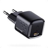 VOLTME USB C Ladegerät 20W Schnellladung Schwarz GaN III Technologie, Netzadapter Netzteil Typ-C PD 3.0 & PPS Sicherer USB-C Stecker Ideal für iPhone 14/13/Galaxy Note 9/8/7/Pixel 4XL/4a/4/Honor 8