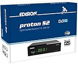 EDISION PROTON S2 Full HD Satelliten Receiver FTA, (DVB-S2 | ARD & ZDF SD Abschaltung tauglich) Unicable tauglich, 2in1 Fernbedienung, HDTV, HDMI, SCART, S/PDIF, Vorinstallierte deutsche Programmliste