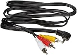 PremiumCord Klinke auf Cinch Video HQ Kabel, Länge 1, 5m, 4-polig Klinkenstecker 3, 5mm auf 3x Cinch RCA Stecker, Video Verbindungskabel, Jack zu RCA, geschirmt, Farbe schwarz