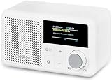 MEDION S66822 Tragbares Mini DAB+ Radio mit Bluetooth (Akku mit bis zu 6,5 Stunden, klein, dimmbares Farbdisplay, Teleskopantenne, Sleeptimer, Wecker, Snooze, AUX, USB-C) weiß