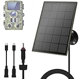 1Pack Solarpanel,3W/5V,Trail-Kameras,6000mAh Li-Ionen-Akku,Micro-USB/Typ-C/DC,Schnittstellen,IP66,kompatibel mit Jagdkameras(3G/4G) oder Hirsch-Futterspendern,Vogel-Fütterungskameras