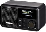 MEDION S66822 Tragbares Mini DAB+ Radio mit Bluetooth (Akku mit bis zu 6,5 Stunden, klein, dimmbares Farbdisplay, Teleskopantenne, Sleeptimer, Wecker, Snooze, AUX, USB-C) schwarz