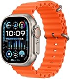 Apple Watch Ultra 2 (GPS + Cellular, 49 mm) Smartwatch mit robustem Titangehäuse und Ocean Band Armband in Orange. Fitnesstracker, präzises GPS, extra Lange Batterielaufzeit, helles Retina Display