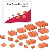 GeeekPi 18PCS Pure Copper Heatsinks for Raspberry Pi 5 /Pi 4B, CPU Cooler Heatsinks with Thermal Conductive Adhensive Tape Compatible with Raspberry Pi 5/Raspberry Pi 4 Model B