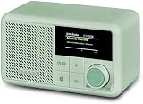 MEDION S66822 Tragbares Mini DAB+ Radio mit Bluetooth (Akku mit bis zu 6,5 Stunden, klein, dimmbares Farbdisplay, Teleskopantenne, Sleeptimer, Wecker, Snooze, AUX, USB-C) grün