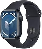 Apple Watch Series 9 (GPS, 41 mm) Smartwatch mit Aluminiumgehäuse und Sportarmband S/M in Mitternacht. Fitnesstracker, Blutsauerstoff und EKG Apps, Always-On Retina Display, Wasserschutz