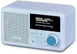 MEDION S66822 Tragbares Mini DAB+ Radio mit Bluetooth (Akku mit bis zu 6,5 Stunden, klein, dimmbares Farbdisplay, Teleskopantenne, Sleeptimer, Wecker, Snooze, AUX, USB-C) blau