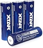 XTAR 4150mWh 1,5V wiederaufladbare AA-Batterien: Konstante 1,5V Ausgabe & Niederspannungsanzeige (4 Stück 4150mWh Batterien)