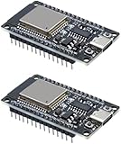 QIQIAZI ESP32 NodeMCU Entwicklungsplatine für ESP32 USB-C Modul, 2.4 GHz WiFi + Bluetooth Dual-Core mit CH340 Chip für Arduino (2 Stück)