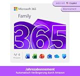 Microsoft 365 Family | 1 Jahr | bis zu 6 Personen | Office Apps mit KI | bis zu 6 TB Cloudspeicher | Amazon Abonnement mit automatischer Verlängerung