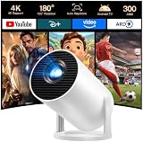 Mini Beamer 4K-Unterstützung, Android 14, WiFi&Bluetooth HY300pro+