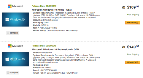 Windows 10 - OEM Preise