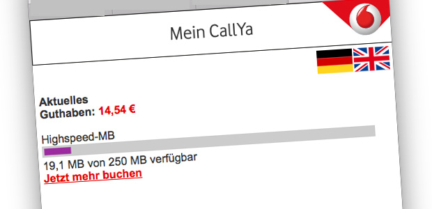CallYa: Aktuelles Datenvolumen abfragen ohne App » Xgadget.de