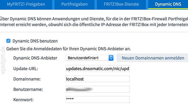 Fritzbox DynDNS Settings