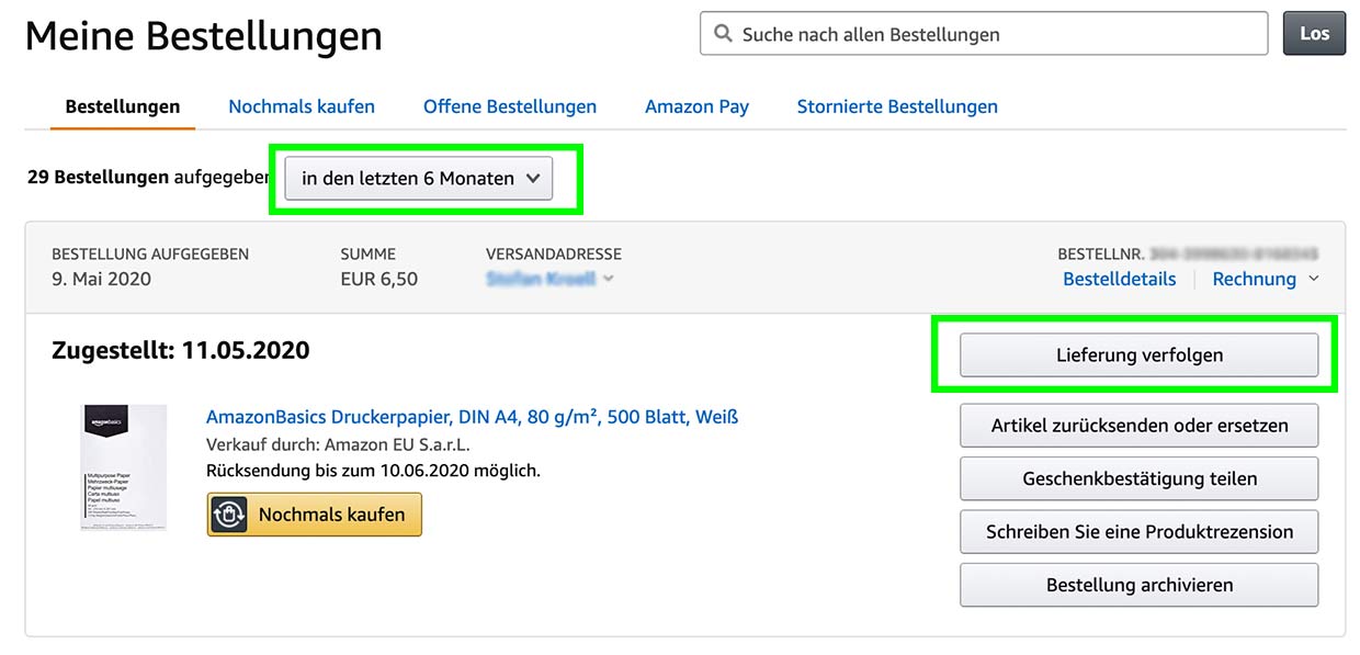 Amazon Alte Bestellungen anzeigen & verfolgen So geht